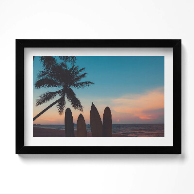 Obraz s rámem dekorativní Surfování na tropické pláži