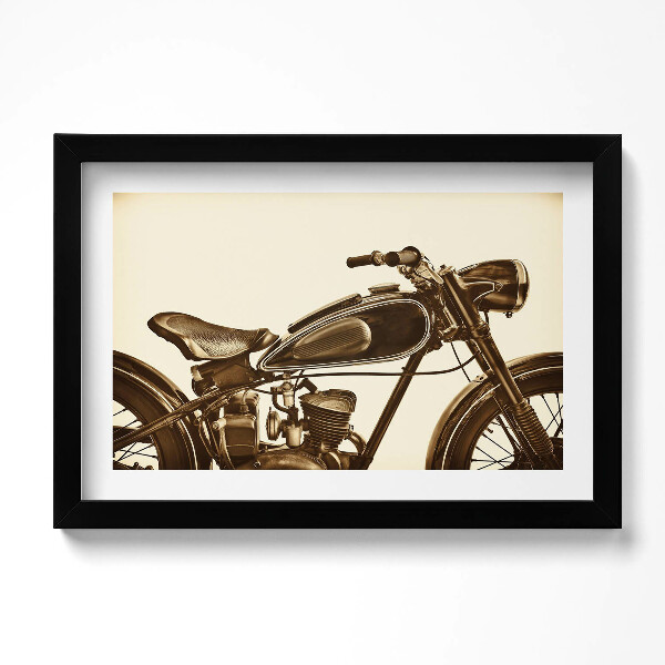 Obraz s rámem dekorativní Retro sépie - motocykl ve stylu vintage
