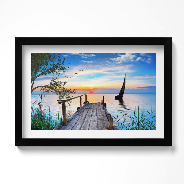 Obraz s rámem dekorativní Plachetnice na jezeře