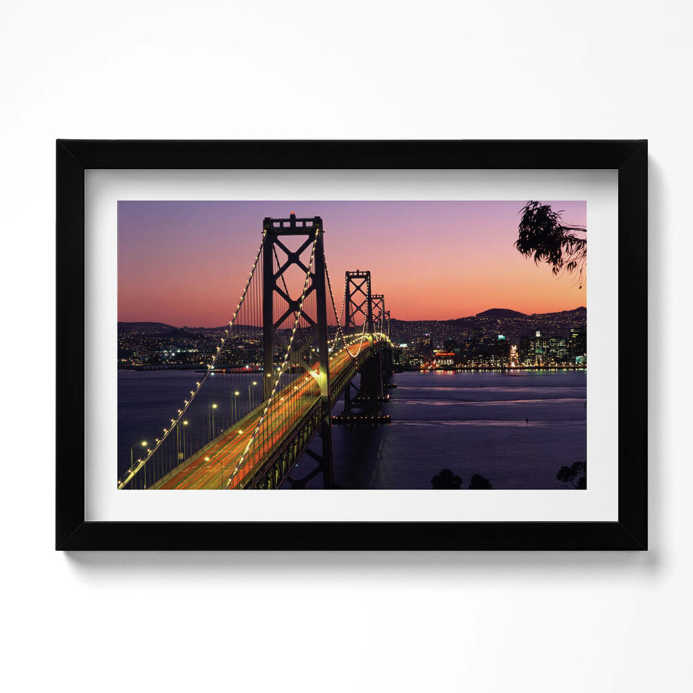 Obraz s rámem dekorativní San Francisco Bridge a západ slunce