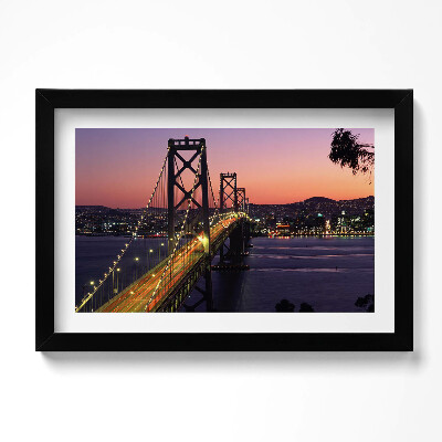 Obraz s rámem dekorativní San Francisco Bridge a západ slunce