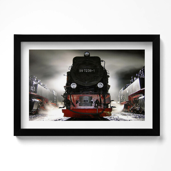 Obraz s rámem dekorativní Lokomotivy v noci
