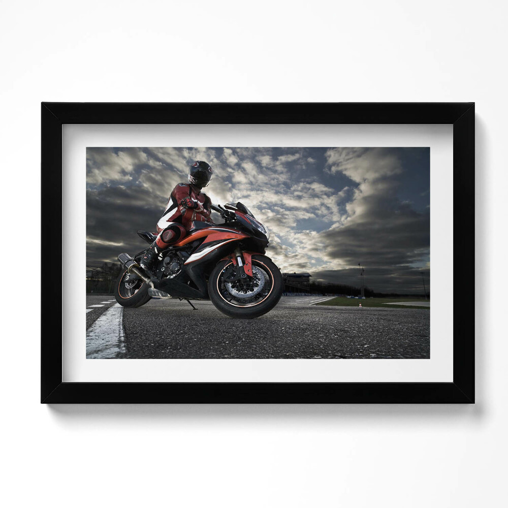 Obraz s rámem dekorativní Muž na motorce