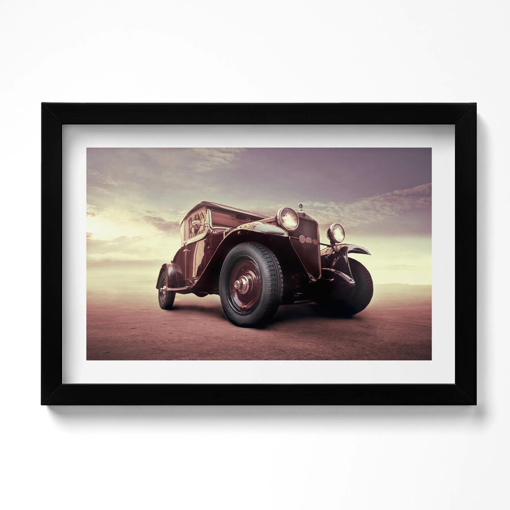 Obraz s rámem dekorativní Automobilový průmysl - auto ve stylu vintage