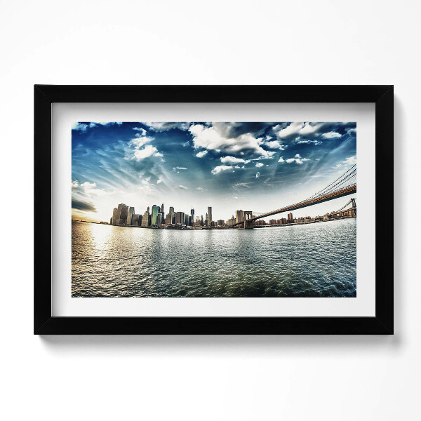 Obraz s rámem dekorativní Město a Brooklynský most