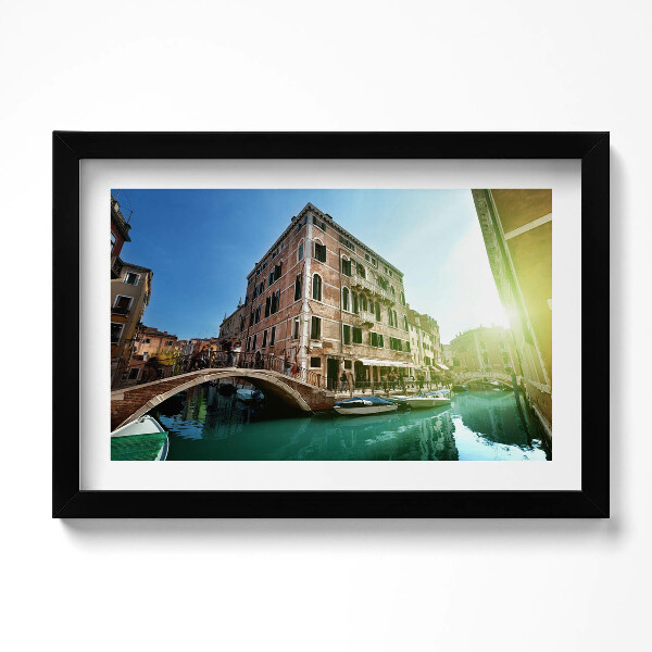 Obraz s rámem dekorativní Krásné ulice Benátek na slunci