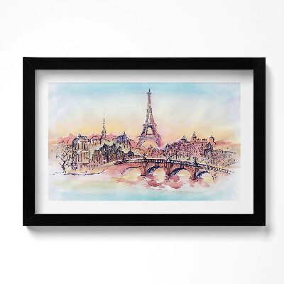 Obraz s rámem dekorativní Malovaný pohled na Paříž