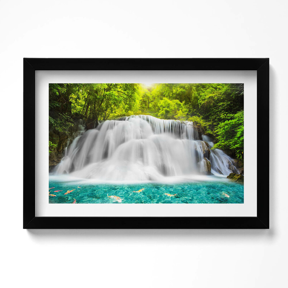 Obraz s rámem dekorativní Vodopád Huai Mae Khamin v Thajsku