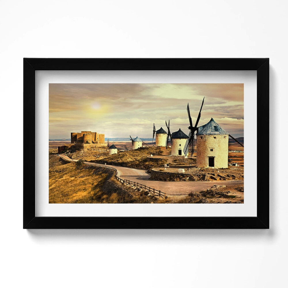 Obraz s rámem dekorativní Cosuegra větrné mlýny