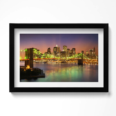 Obraz s rámem dekorativní Brooklynský most v noci