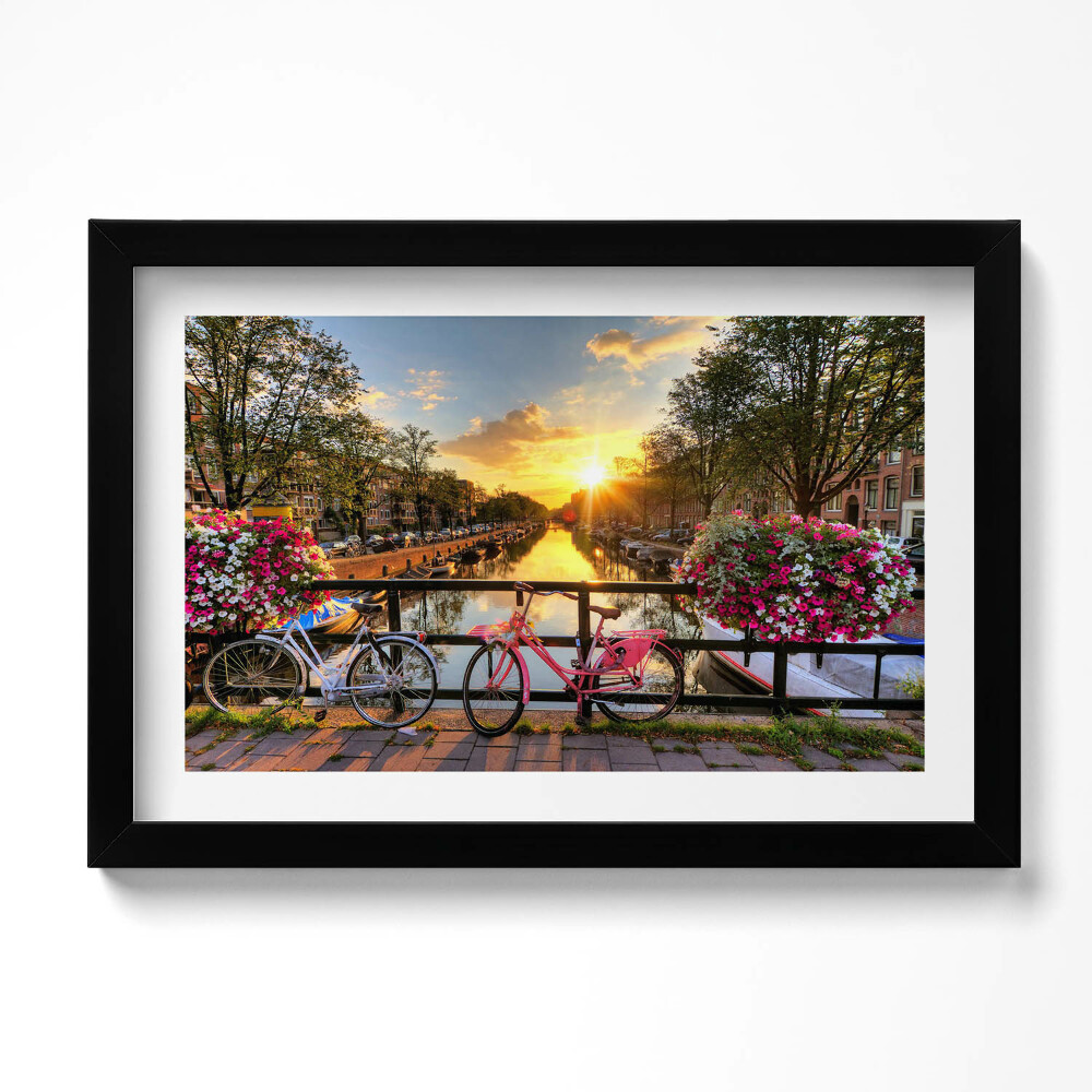 Obraz s rámem dekorativní Východ slunce nad Amsterdamem