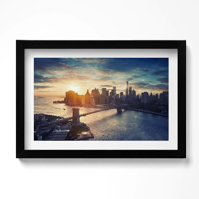 Obraz s rámem dekorativní New York Manhattan a západ slunce