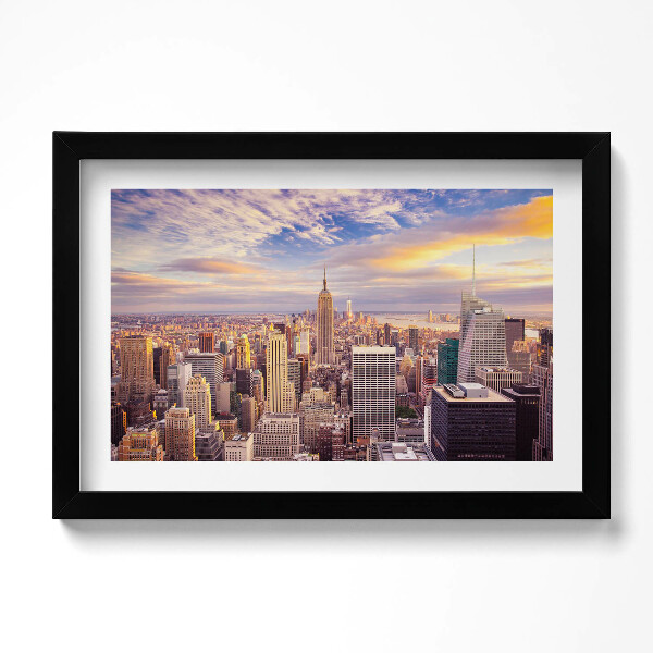 Obraz s rámem dekorativní Západ slunce v New Yorku
