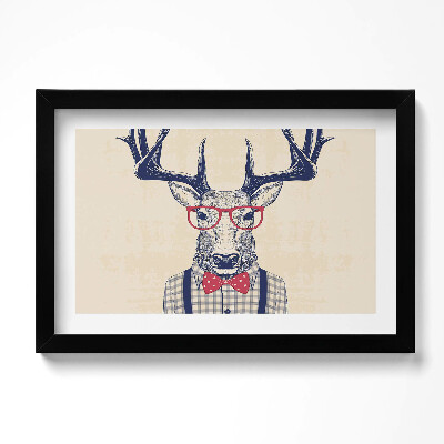 Obraz s rámem dekorativní Jelen v košili a jazzový luk