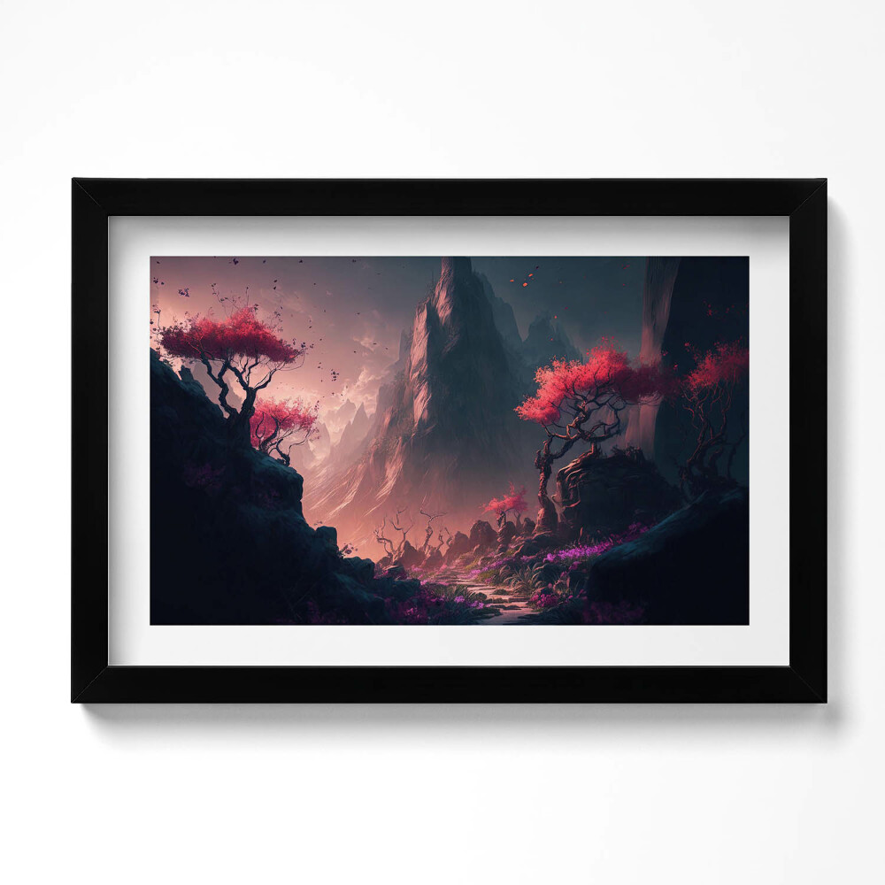 Obraz s rámem dekorativní Magický les a hory