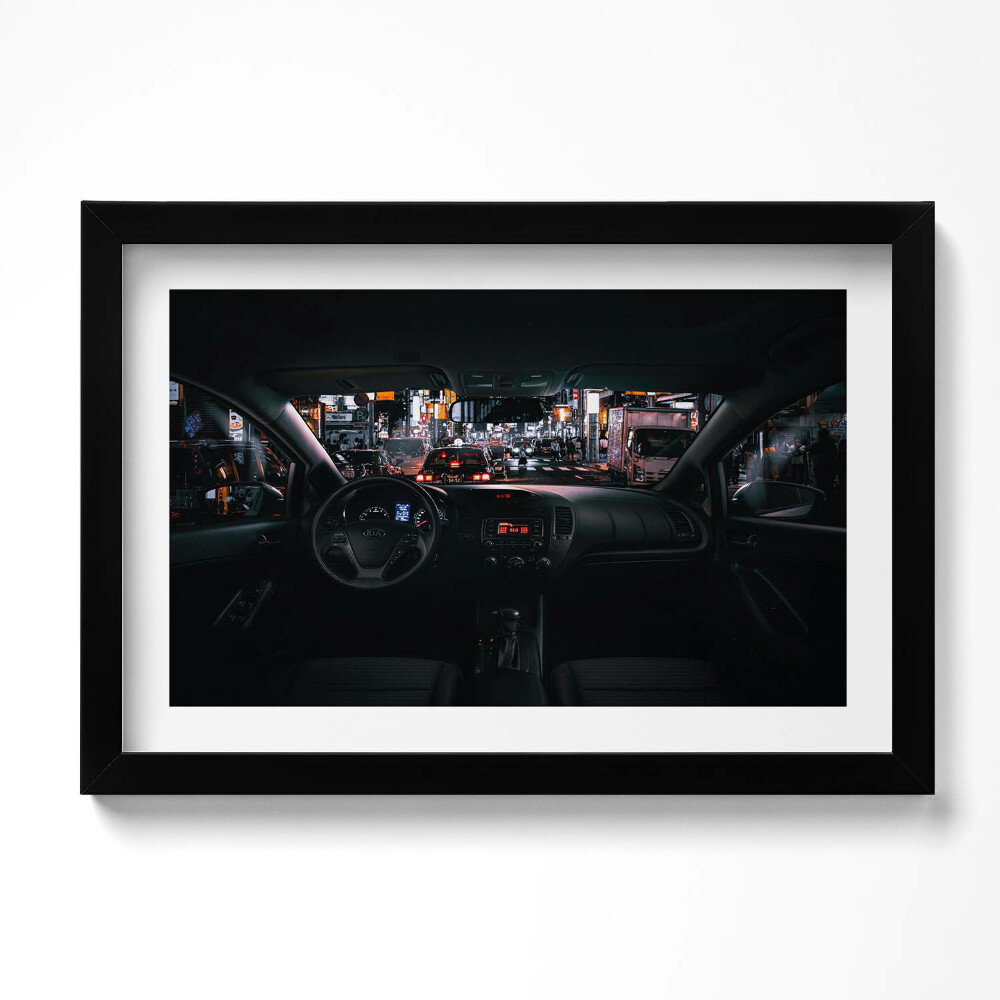 Obraz s rámem dekorativní Auto v Tokiu