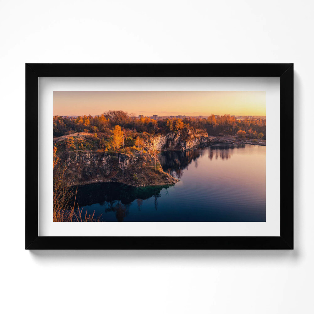 Obraz s rámem dekorativní Krakov, jezero Zakrzówek na podzim