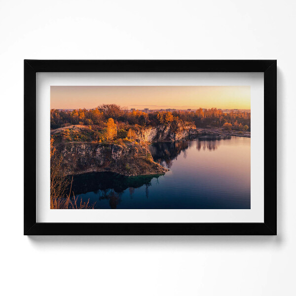Obraz s rámem dekorativní Krakov, jezero Zakrzówek na podzim