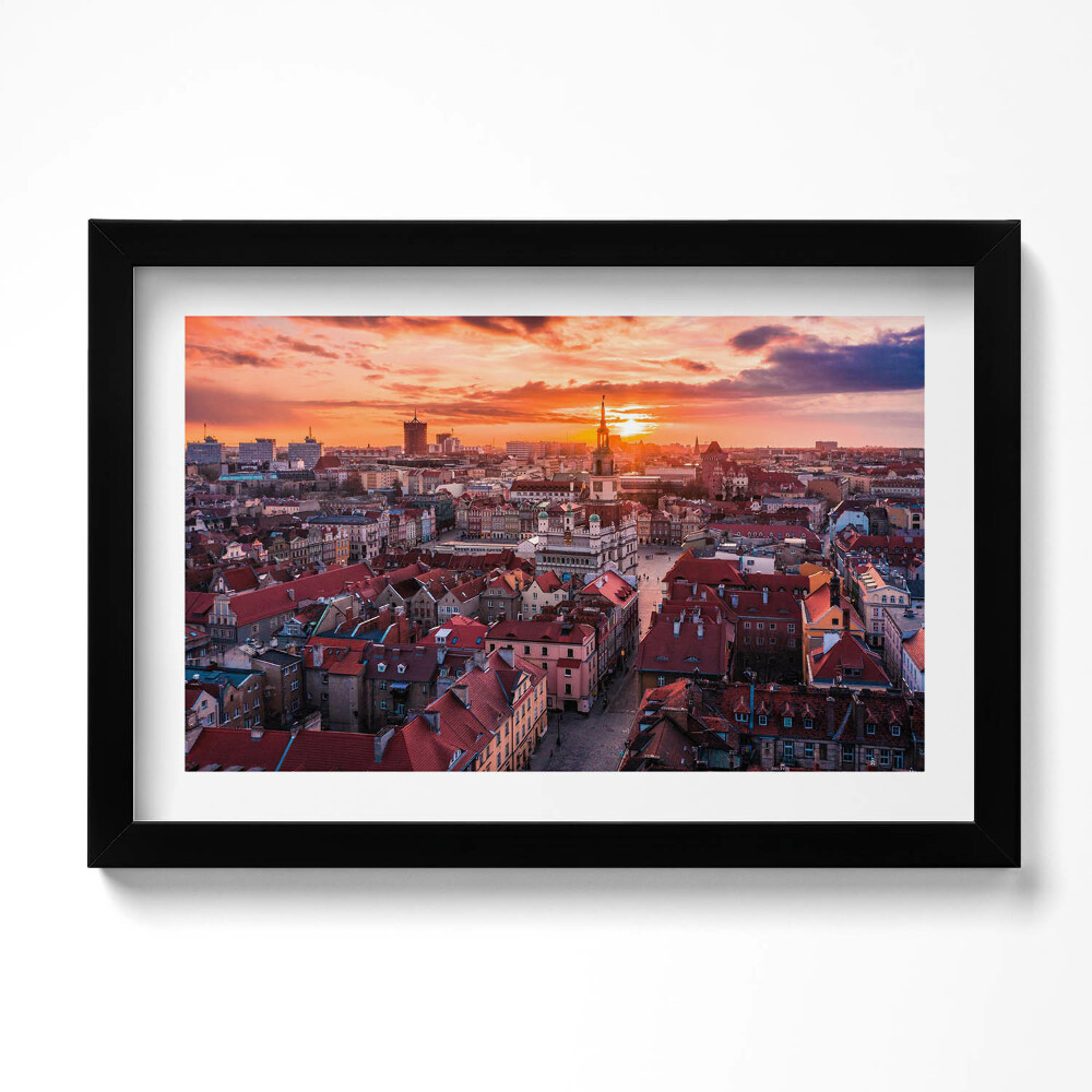 Obraz s rámem dekorativní Poznaň - panorama