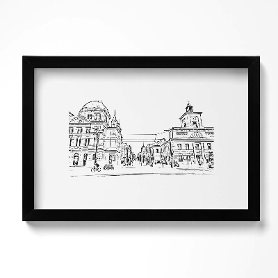 Obraz s rámem dekorativní Poznaň staré město ilustrace