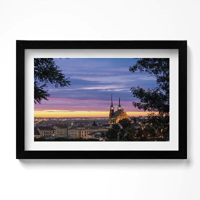 Obraz s rámem dekorativní Východ slunce Brno