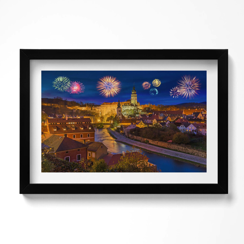 Obraz s rámem dekorativní Ohňostroje Krumlov Česká republika