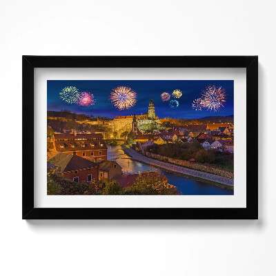Obraz s rámem dekorativní Ohňostroje Krumlov Česká republika