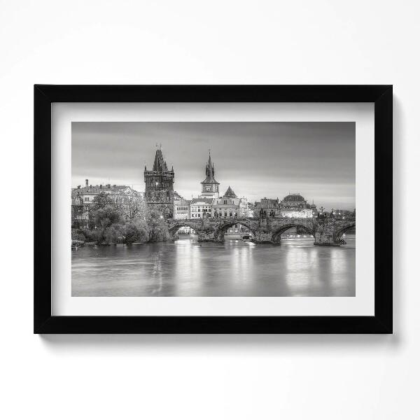 Obraz s rámem dekorativní Pohled na Karlův most v Praze