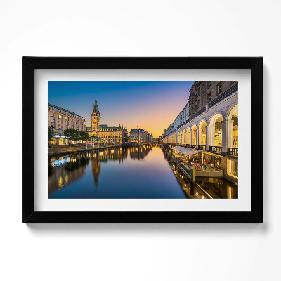 Obraz s rámem dekorativní Radnice v německém Hamburku