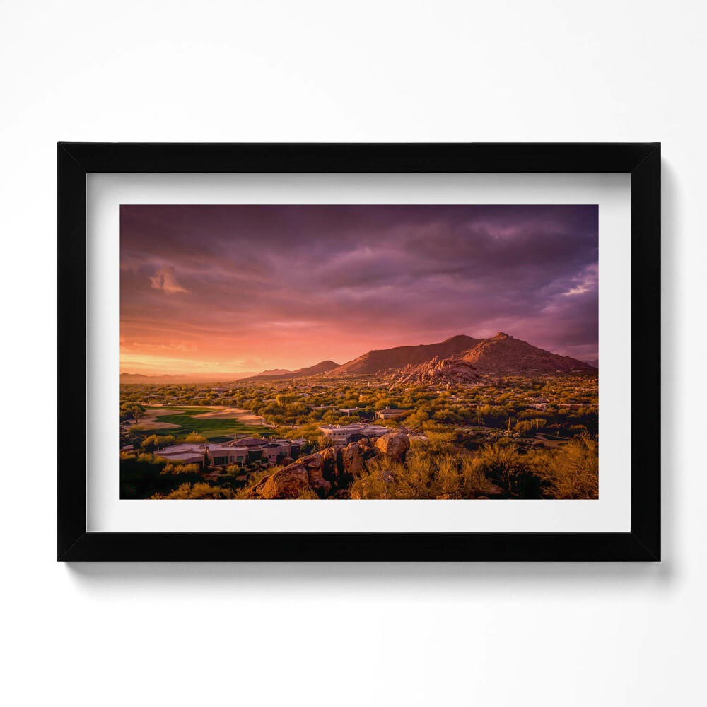 Obraz s rámem dekorativní Západ slunce nad North Scottsdale