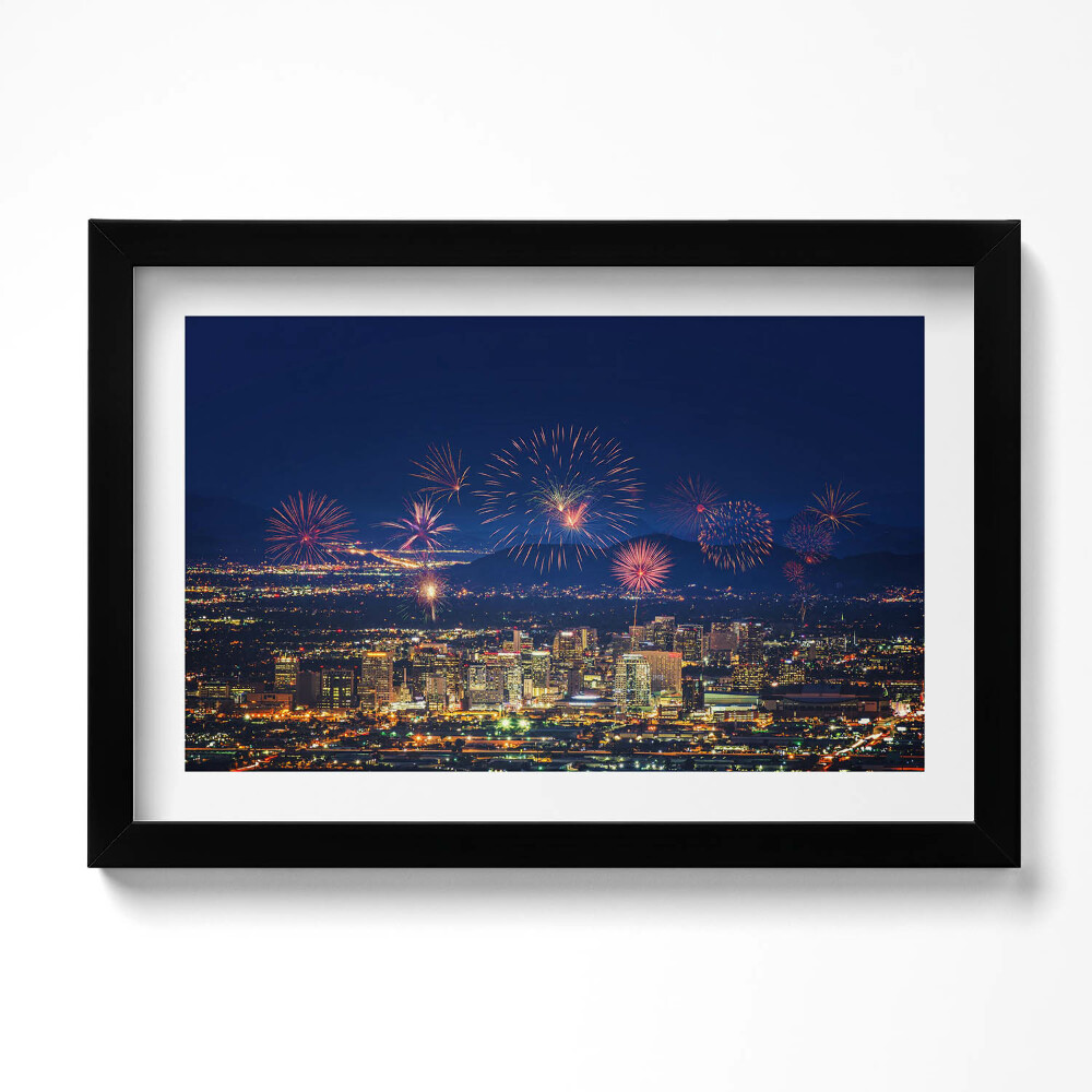 Obraz s rámem dekorativní Město Phoenix v noci