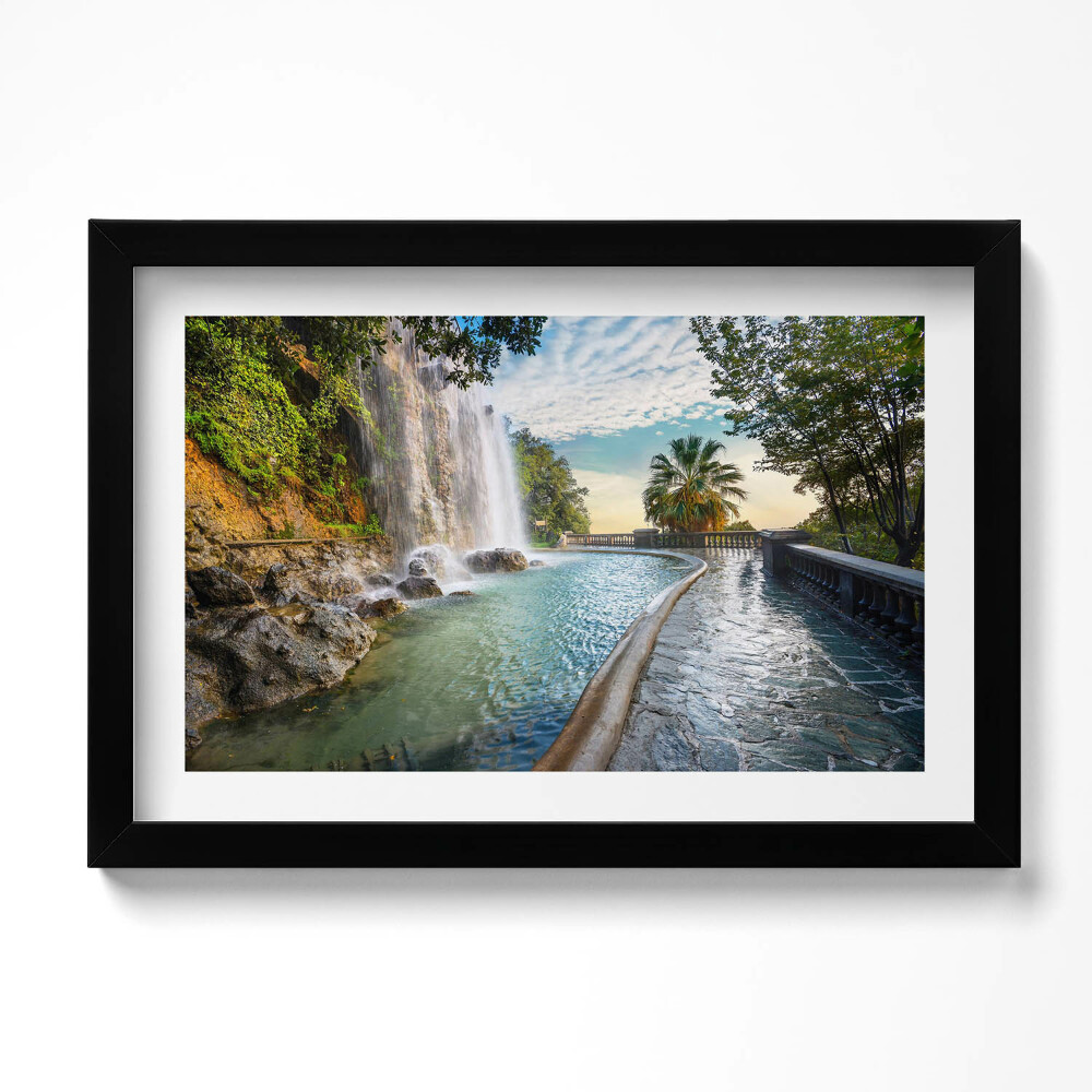 Obraz s rámem dekorativní Vodopád v Parc de la Colline du Chateau