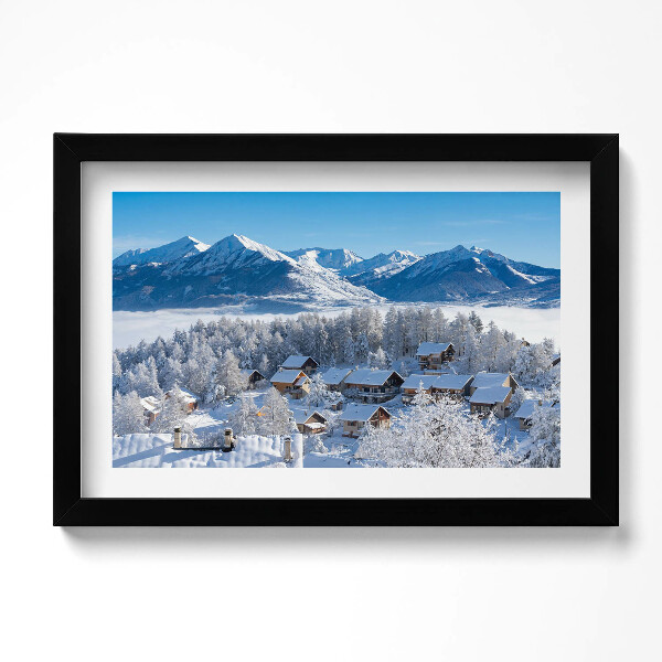 Obraz s rámem dekorativní Položte sníh v Alpách