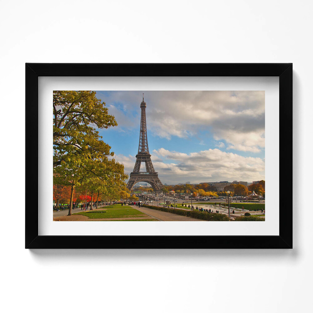 Obraz s rámem dekorativní Eiffelova věž na podzim ve Francii