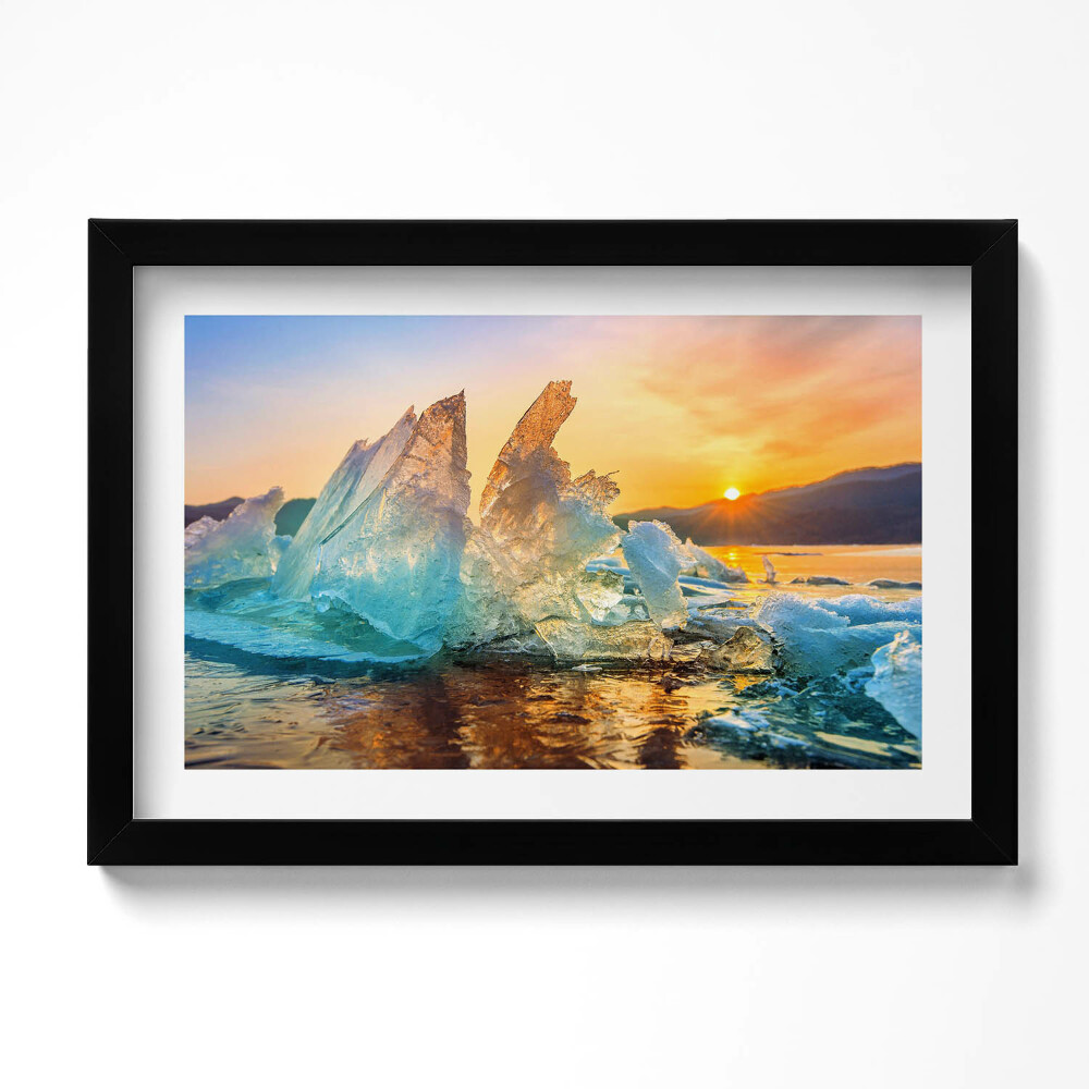 Obraz s rámem dekorativní Kus ledu při východu slunce