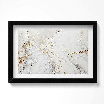Obraz s rámem dekorativní Světlý mramor se zlatem