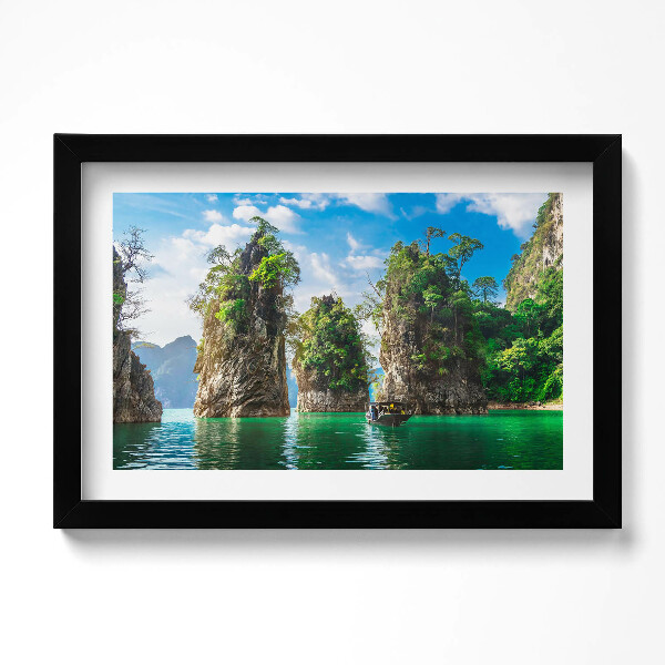 Obraz s rámem dekorativní Jezero stromy příroda