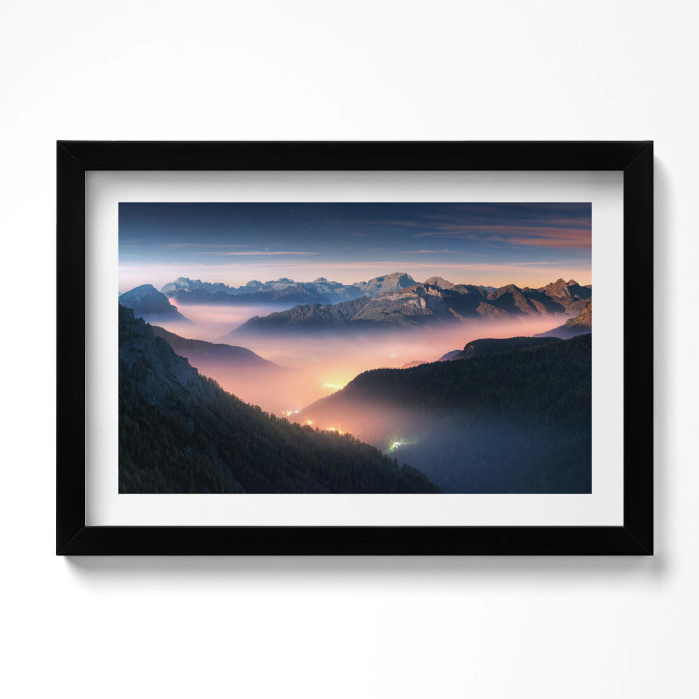 Obraz s rámem dekorativní Krajina horských vrcholů