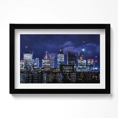 Obraz s rámem dekorativní Městské budovy v noci