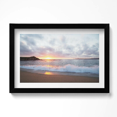 Obraz s rámem dekorativní Mořská pláž a západ slunce