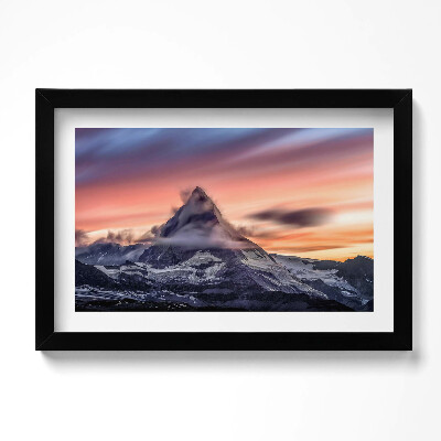 Obraz s rámem dekorativní Osamělá hora při západu slunce