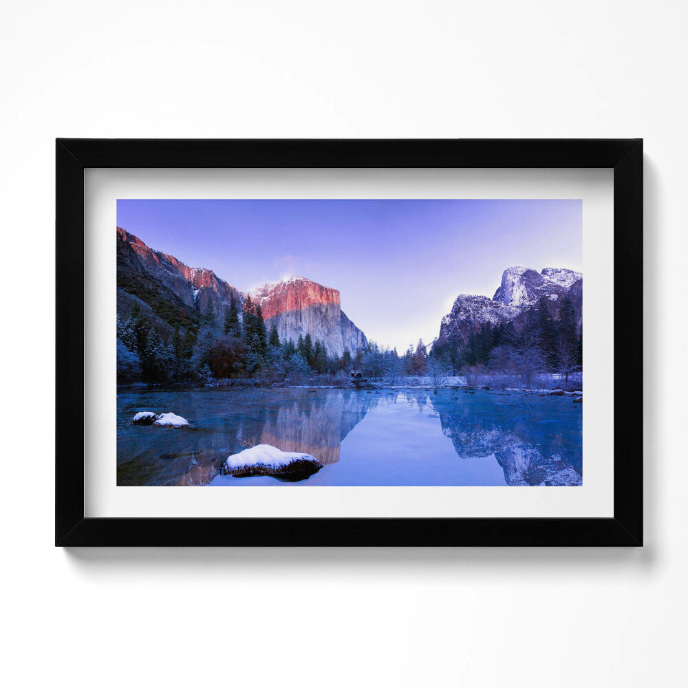 Obraz s rámem dekorativní Zimní krajina jezera