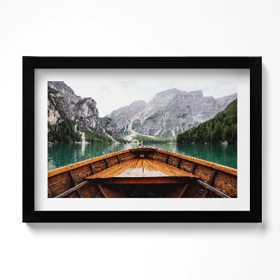 Obraz s rámem dekorativní Loď na horském jezeře