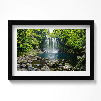 Obraz s rámem dekorativní Vodopád a řeka mezi stromy