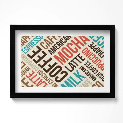 Obraz s rámem dekorativní Titulky do kuchyně - názvy kávy