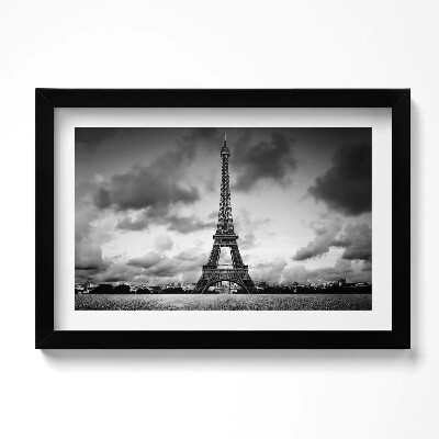 Obraz s rámem dekorativní Černobílá krajina Francie s Eiffelovou věží