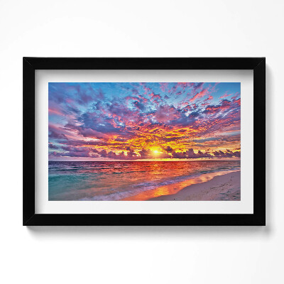 Obraz s rámem dekorativní Západ slunce nad mořem