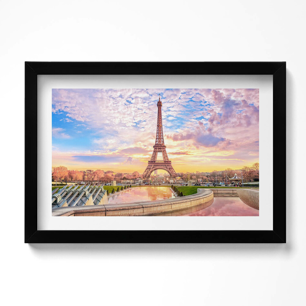 Obraz s rámem dekorativní Romantický pohled na Eiffelovu věž v Paříži