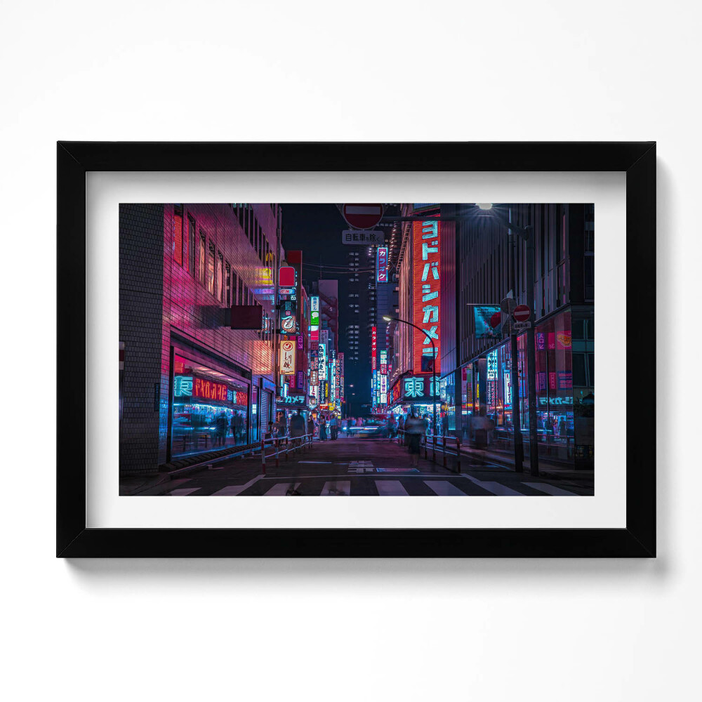 Obraz s rámem dekorativní Asijské město v noci