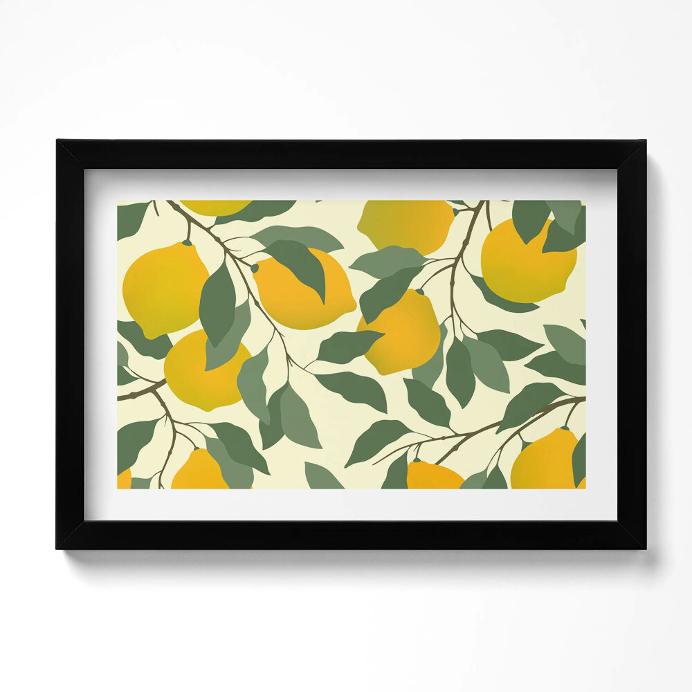 Obraz s rámem dekorativní Ilustrace pro sicilskou citronovou kuchyni